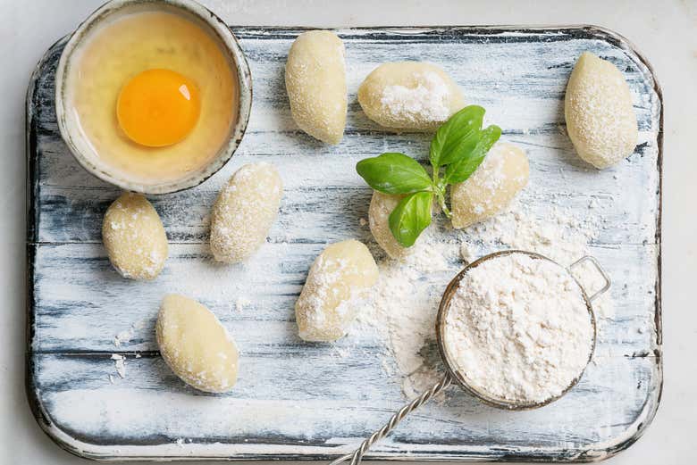 Ingredientes para os nhoques caseiros
